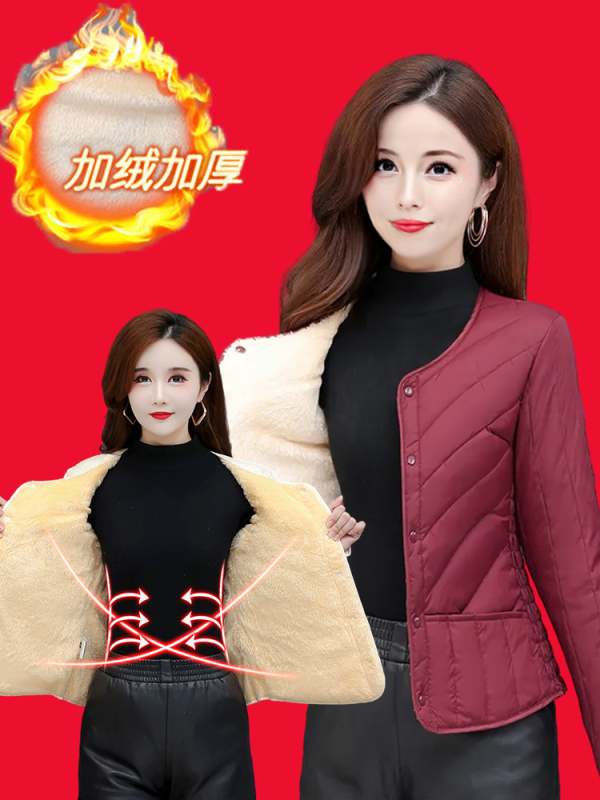 Thickened down Cotton Jacket for Women, 2025 New Winter Cold-Proof and Warm Cotton Coat, Short Style with Added Fleece, Small Cotton-Padded Jacket
