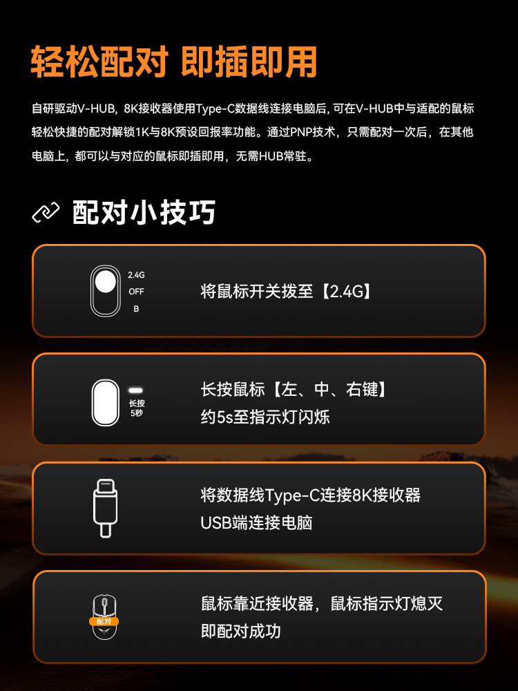 Vgn Ufo Wireless Signal Receiver 8Khz Polling Rate E-Sports Gaming Suitable for Dragonfly F2