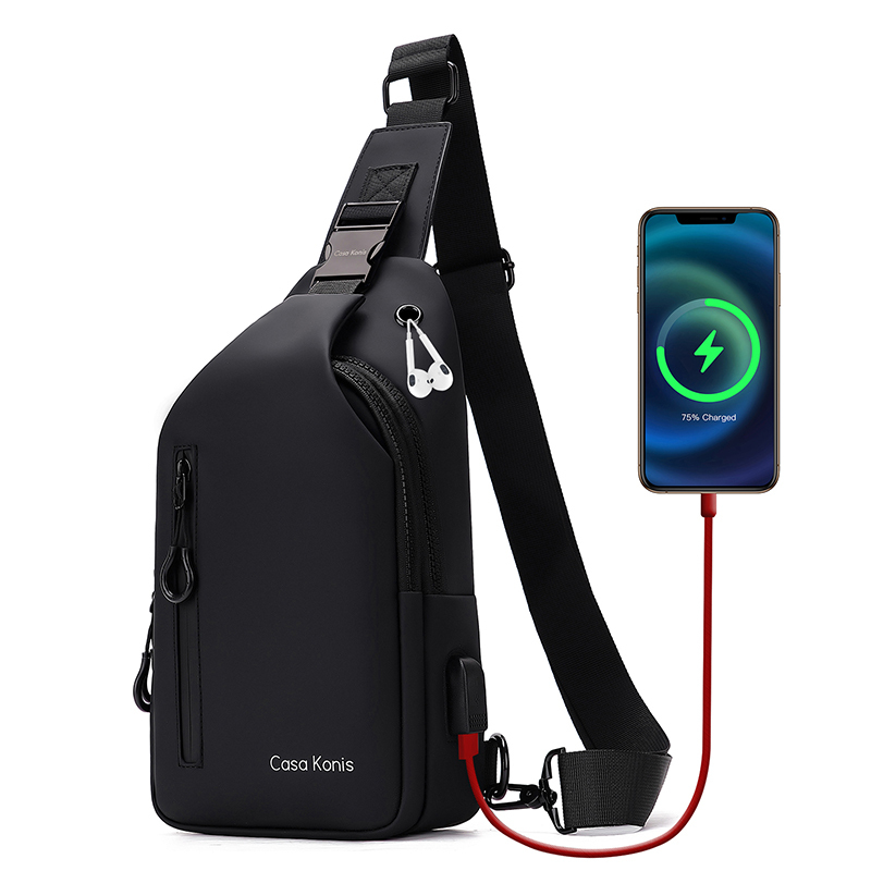 Casakonis Men's Chest Bag, Single Shoulder Crossbody Bag, Multifunctional Business Casual Bag, Fashionable, Sporty, Simple and Waterproof Casakonis Men's Chest Bag, Single Shoulder Crossbody Bag, Multifunctional Business Casual Bag, Fashionable, Sporty, Simple and Waterproof