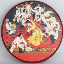 Xinjiang Handdrum Uyghur ethnic handmade ethnic musical instruments Painted Hand Drum Performance Solid Wood Buffalo Leather Drum C 20cm