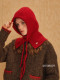 High-Quality 100% Merino Wool Balaclava Hat Red Autumn and Winter Shawl Knitted Ear Protection Woolen Hat