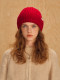 Premium 100% Pure Wool Red Knit Hat for Women, Autumn and Winter Ear Protection, Warm, Face-Slimming, Knitted Beanie