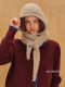 Retro khaki knitted balaclava hat for women autumn and winter atmosphere warm ear protection scarf integrated woolen hat