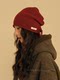 Vintage Ancora Red New Year Premium Pure Wool Slouchy Beanie for Women Winter Knitted Wool Hat with Ear Protection and Head Covering