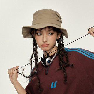 American Retro Casual Khaki Windproof Outdoor Hiking Hat Women's Sun Protection Sun Hat Street Large Brim Fisherman Hat