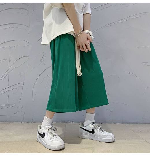 300斤加肥加大男装短裤春夏季港风休闲七分宽松阔腿裤冰丝裤男潮