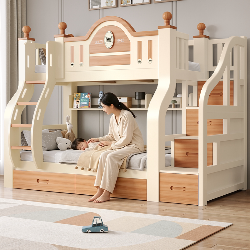 Bunk Bed, Double-Decker Bed, High-Low Bed, All Solid Wood Children's Bed, Small Apartment Two-Story Adult Bunk Bed, Double Bunk Bed Bunk Bed, Double-Decker Bed, High-Low Bed, All Solid Wood Children's Bed, Small Apartment Two-Story Adult Bunk Bed, Double Bunk Bed