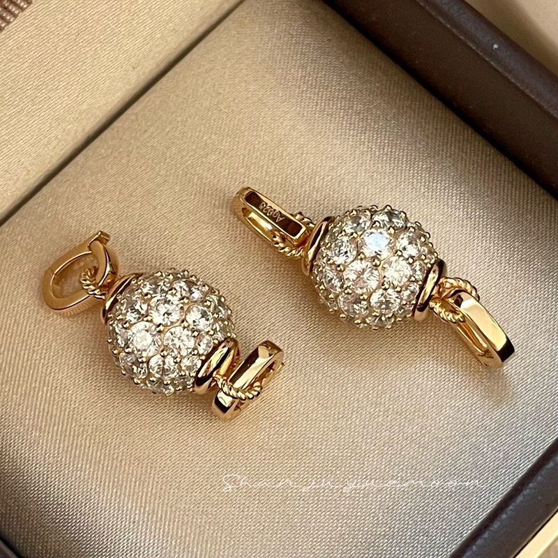 Double Buckle Full Diamond Sparkling Light Ball Pendant S925 Silver Gold-Plated Light Jewelry Universal Clasp Extension Pendant Necklace Pendant Double Buckle Full Diamond Sparkling Light Ball Pendant S925 Silver Gold-Plated Light Jewelry Universal Clasp Extension Pendant Necklace Pendant