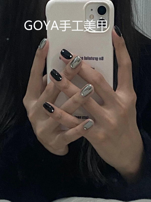 Handmade Nail Art Autumn/Winter 2025 New Metal Magic Mirror Silver Sweet Cool Style Black Solid Color Rhinestone Nail Stickers Handmade Nail Art Autumn/Winter 2025 New Metal Magic Mirror Silver Sweet Cool Style Black Solid Color Rhinestone Nail Stickers