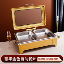 Gold stainless steel hydraulic buffet stove flip-top visible Buffy stove electric heating insulation stove hotel breakfast stove