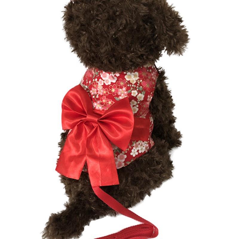 New Direct-Selling Cat Leash with Japanese-Style Bow Backpack, Kimono-Style Rabbit Harness, and Dog Vest-Style Harness for Walking