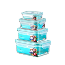 Glaslock Import Heat Resistant Tempered Glass Separation Lunch Box Microwave Rectangular Crisper Box Lunch 2459