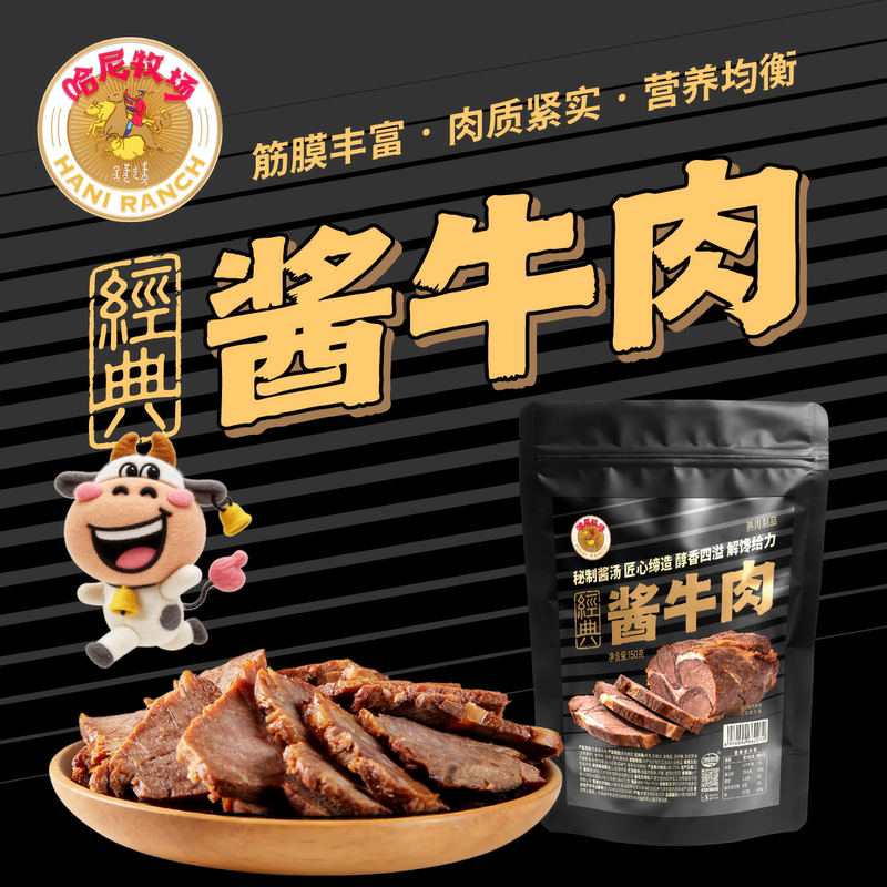 Hani Ranch Xunxiang Ranch Classic Sauce Beef Fitness Ready-To-Eat Pure Beef 150G/Bag