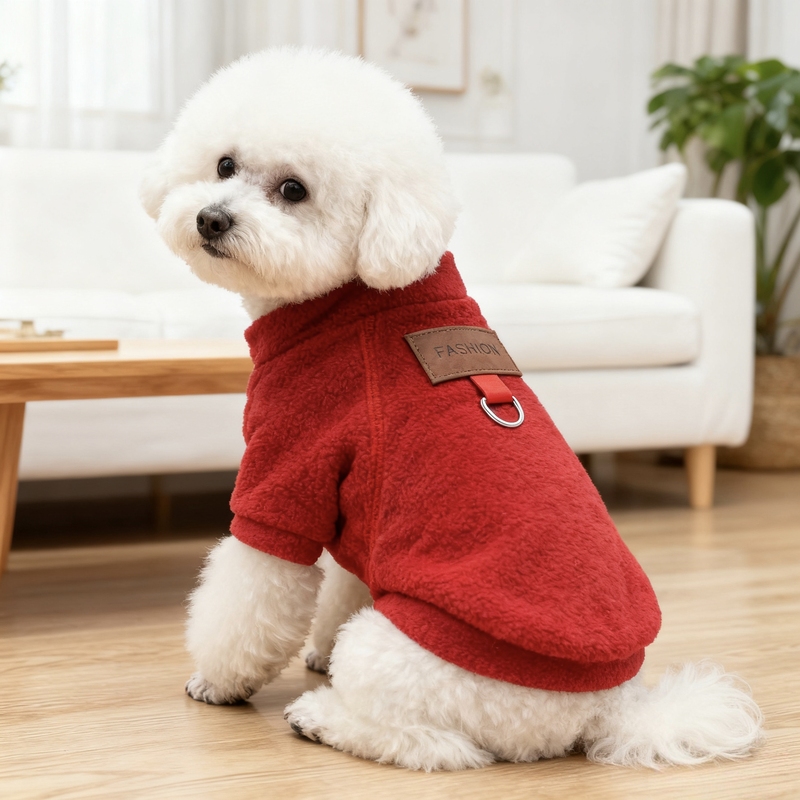 Spring, Autumn and Winter Pet Dog and Cat Motorcycle Sweatshirt, Teddy, Bichon, Pomeranian Small Dog Leashable Fleece Clothing