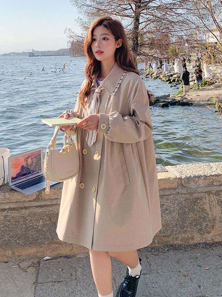 2023 new high-end maternity clothes spring clothes maternity coats spring and autumn outerwear cover belly small double-breasted windbreaker