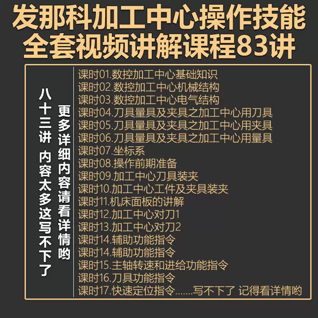 发那科加工中心操作技能操机视频教程83讲 程序实例加工参数修改-机械资源网