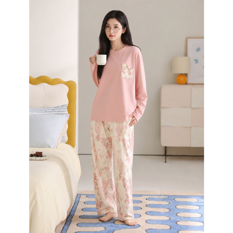 Victoria Long-Sleeved Pajamas for Women 2026 New Spring and Autumn Style with Chest Pads Thickened Pure Cotton Pink Pajamas Home Wear Victoria Long-Sleeved Pajamas for Women 2026 New Spring and Autumn Style with Chest Pads Thickened Pure Cotton Pink Pajamas Home Wear