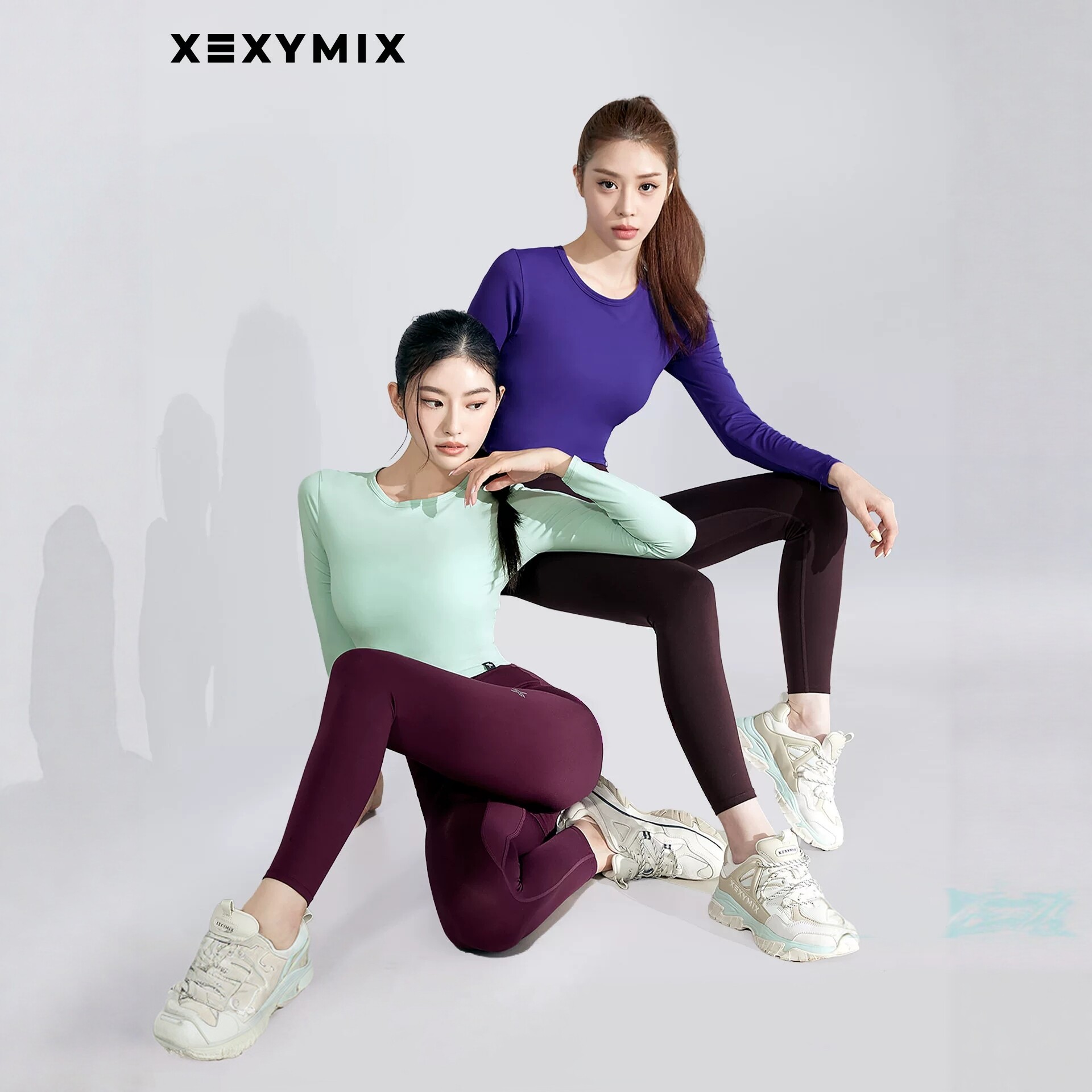 xexymix杰克茜韩国Vup收腰轻盈运动无缝高腰紧身瑜伽裤FXPA9156T 克高实拍商品图