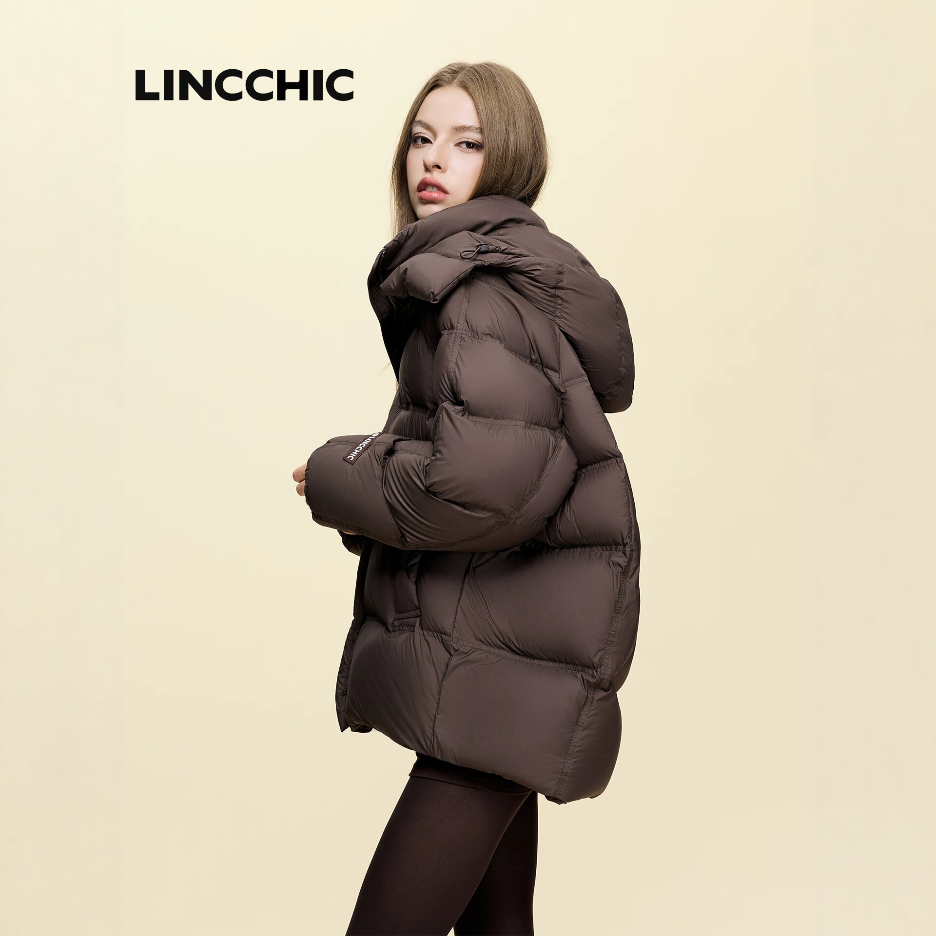 LINC金羽杰轻薄短款立领羽绒服