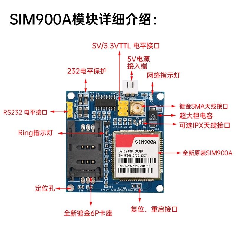 SIM900A模块/短信/开发板/GSM/GPRS/STM32/无线数据传输超TC35i
