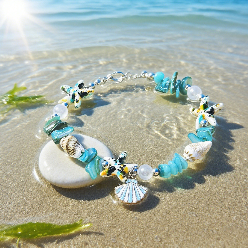 Original Design Ocean Shell Bracelet, Colorful Natural Stone Starfish-Shaped Hand Jewelry, Fashionable Creative Accessories Wholesale Original Design Ocean Shell Bracelet, Colorful Natural Stone Starfish-Shaped Hand Jewelry, Fashionable Creative Accessories Wholesale