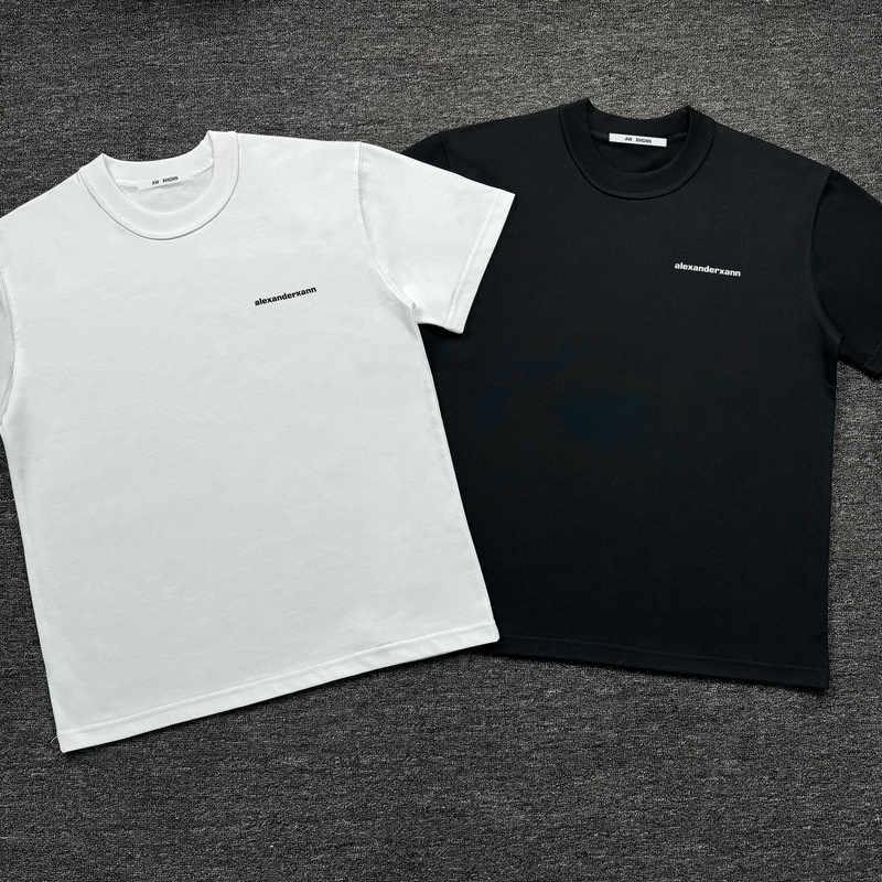 Aw King Simple Letter Logo Print Round Neck Short-Sleeve T-Shirt Loose Heavyweight Versatile Top Trendy Aw Khgnn