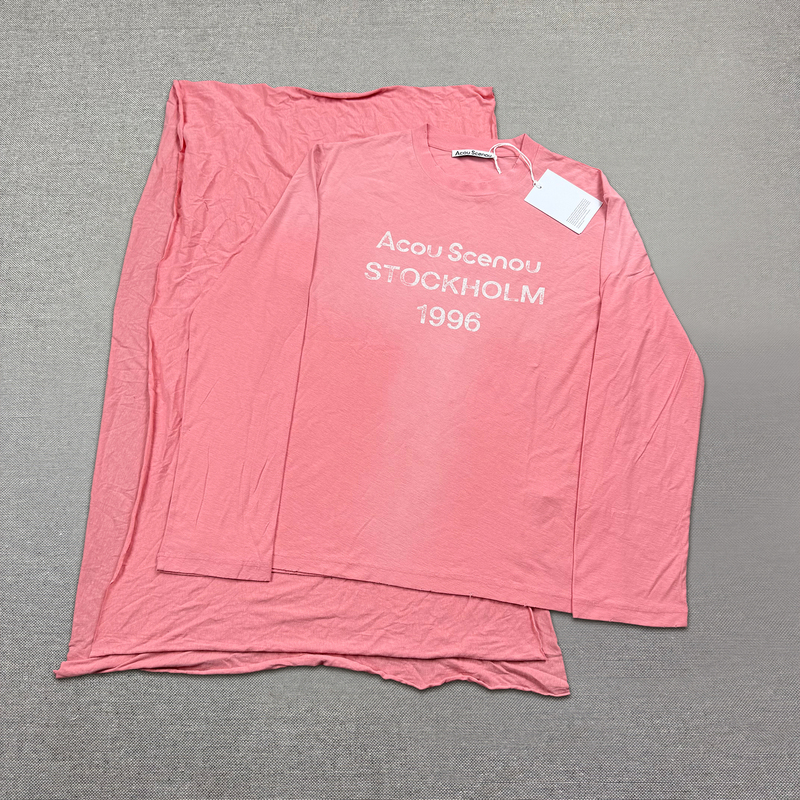 [Ceiling Top] Ac Acou Scenou1996 Series Cherry Blossom Pink Men's and Women's Couple Style Linen Long Sleeve T-Shirt