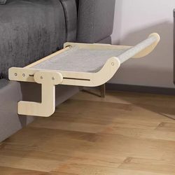 Solid Wood Hammock Cat Bed, Bedside Cat Bed, Cat Viewing Platform, Cat Balcony Fabric Hanging Bed, Anti-Shedding Cat Climbing Frame, Hanging Type