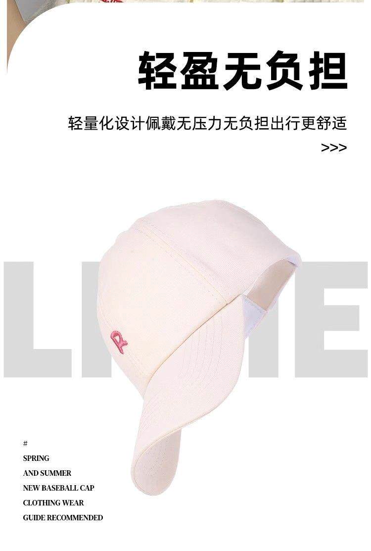 кепка для бадминтона 可扎高马尾棒球帽女新款空顶硬顶鸭舌帽子镂空大头围显脸小宽檐r