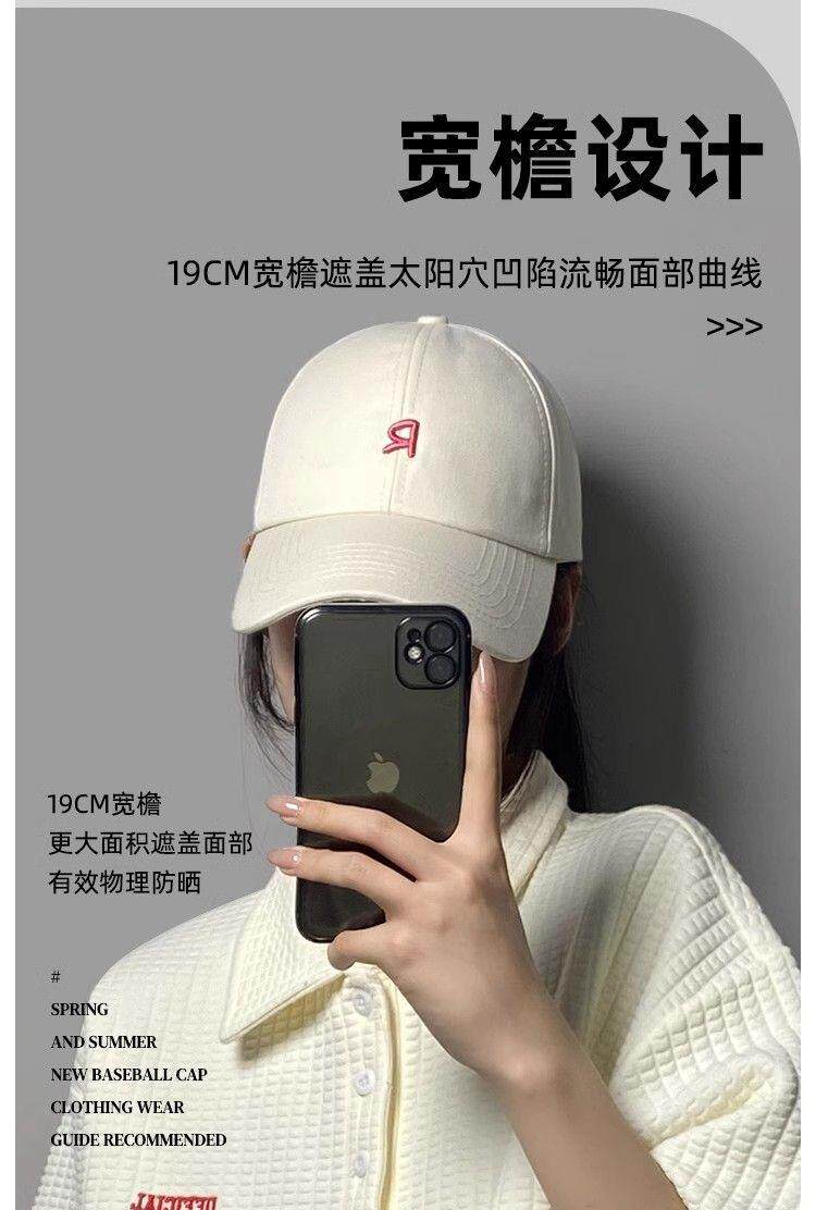 кепка для бадминтона 可扎高马尾棒球帽女新款空顶硬顶鸭舌帽子镂空大头围显脸小宽檐r