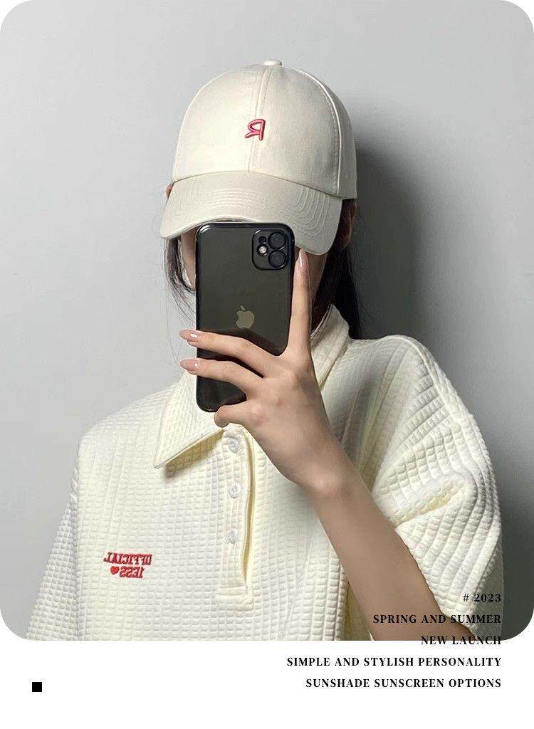 кепка для бадминтона 可扎高马尾棒球帽女新款空顶硬顶鸭舌帽子镂空大头围显脸小宽檐r