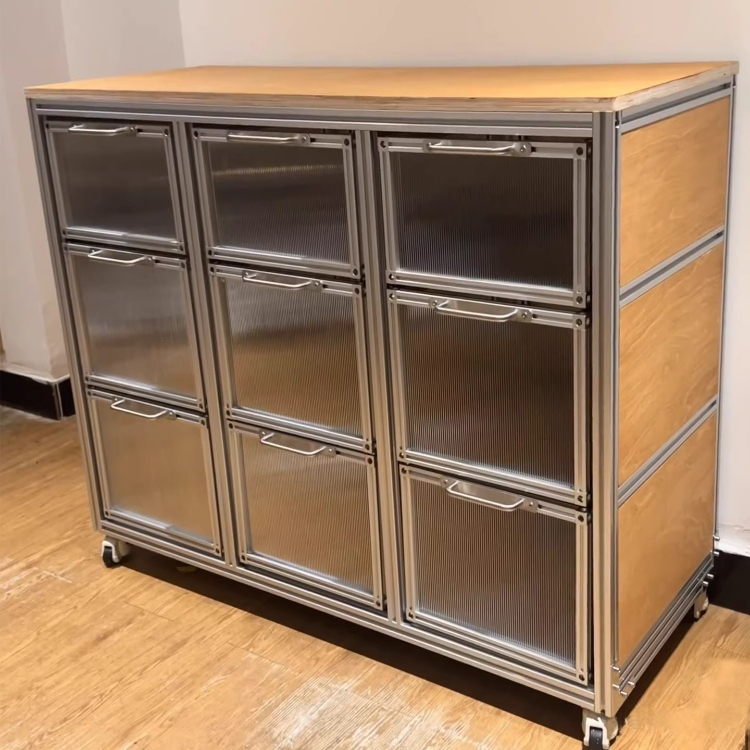 Shop Birch Wood Marine Board Aluminum Profile Sideboard Coffee Cabinet Modern Storage Cabinet Display Cabinet Drawer Cabinet