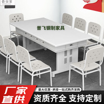 Standard study table 10-seat training conference table camp tool long table study chair steel ten-drawer office desk and chair