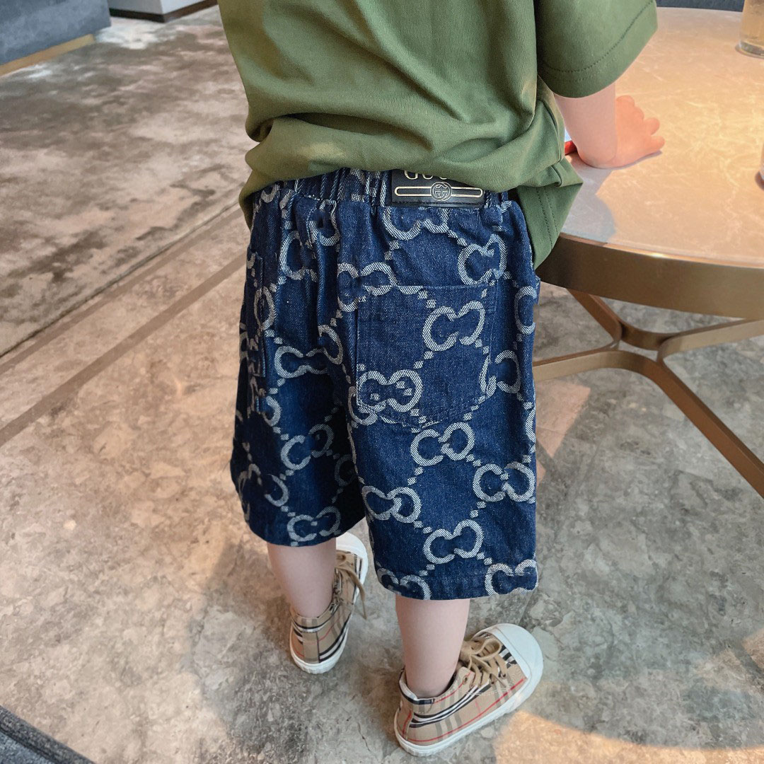 Gao Ding Children's wear Boy jacquard weave Denim shorts 2024 spring The new Small Zhongda Tong easy Korean version children Trousers