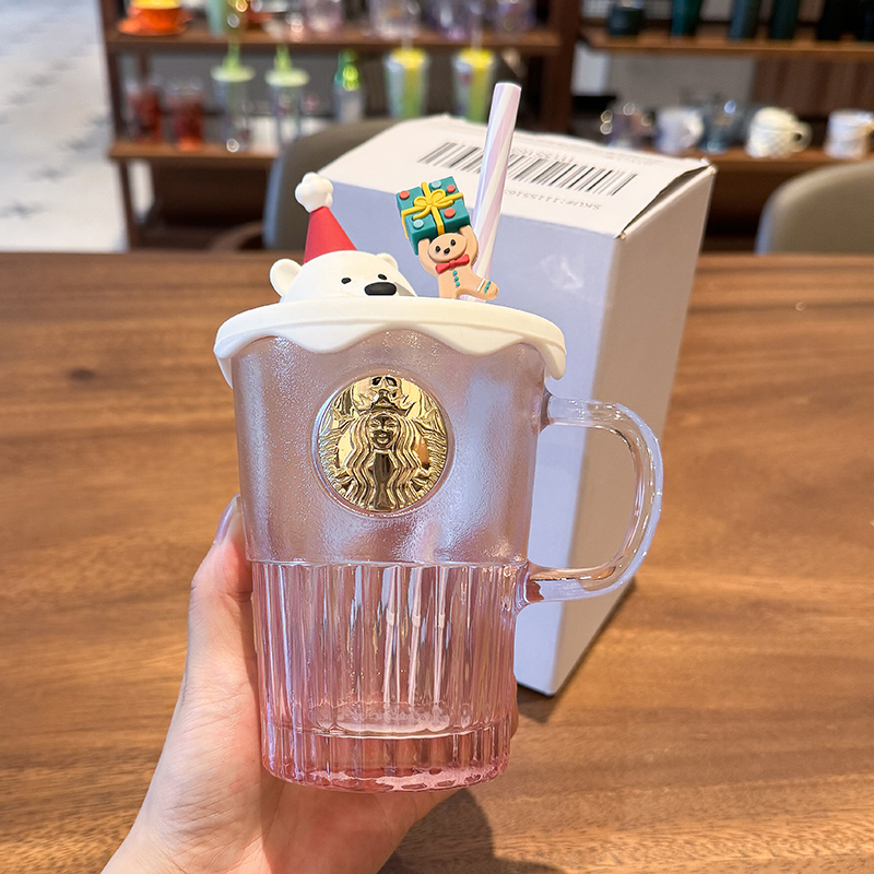 Starbucks Cup Pink Holiday Cute Pet Glass Straw Cup Large Capacity with Lid and Handle Coffee Girl Water Cup Starbucks Cup Pink Holiday Cute Pet Glass Straw Cup Large Capacity with Lid and Handle Coffee Girl Water Cup