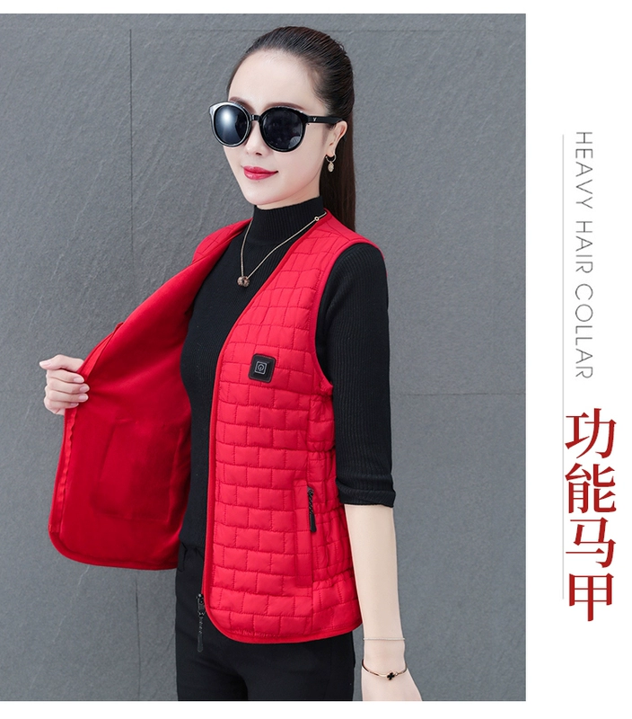Nữ Làm Nóng Áo Vest Plus Nhung Kiểm Soát Nhiệt Độ Thông Minh Làm Nóng Áo Vest Ngoài Trời Làm Nóng Bằng Điện Quần Áo Điện Làm Nóng Áo Khoác áo sưởi azuki áo khoác sưởi