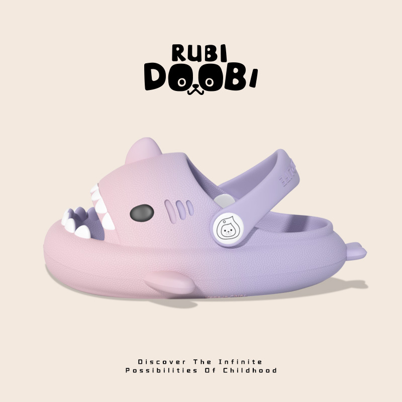 Gradient Shark Children's Slippers for Girls, Summer Children's Clogs, Soft Sole Anti-Collision Baby Girls' Sandals, Boys' Beach Shoes