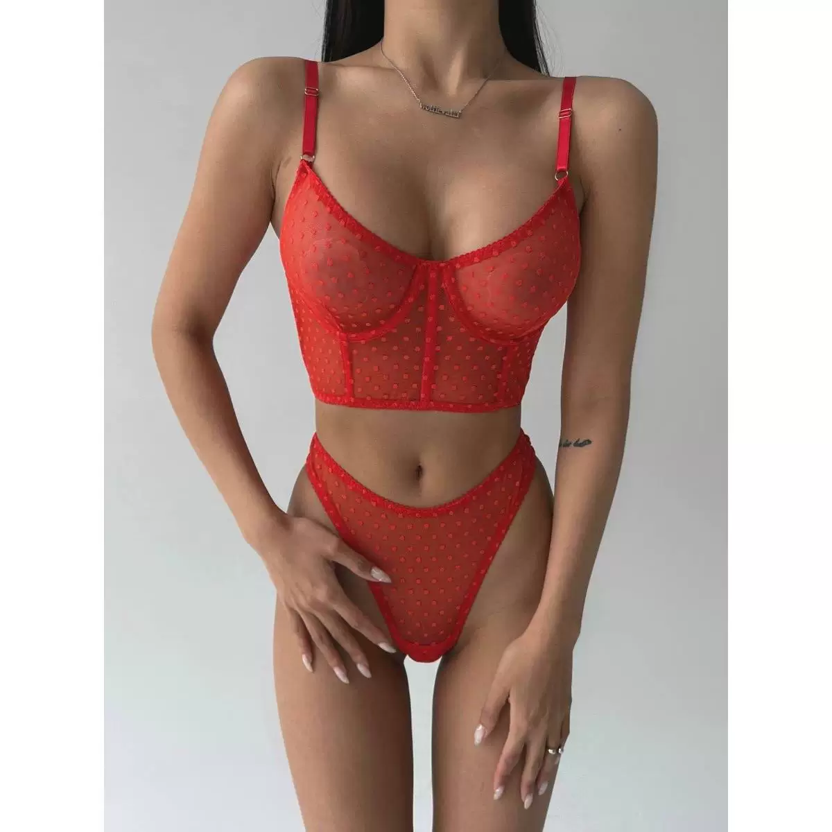 Просмотр бюстгальтера see-through fishbone bra set trend