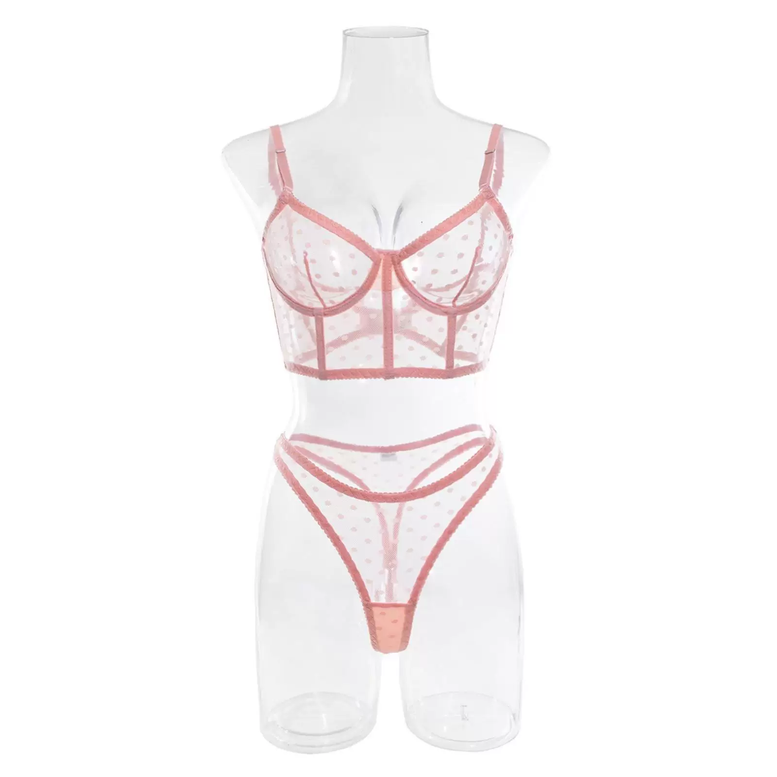 Просмотр бюстгальтера see-through fishbone bra set trend