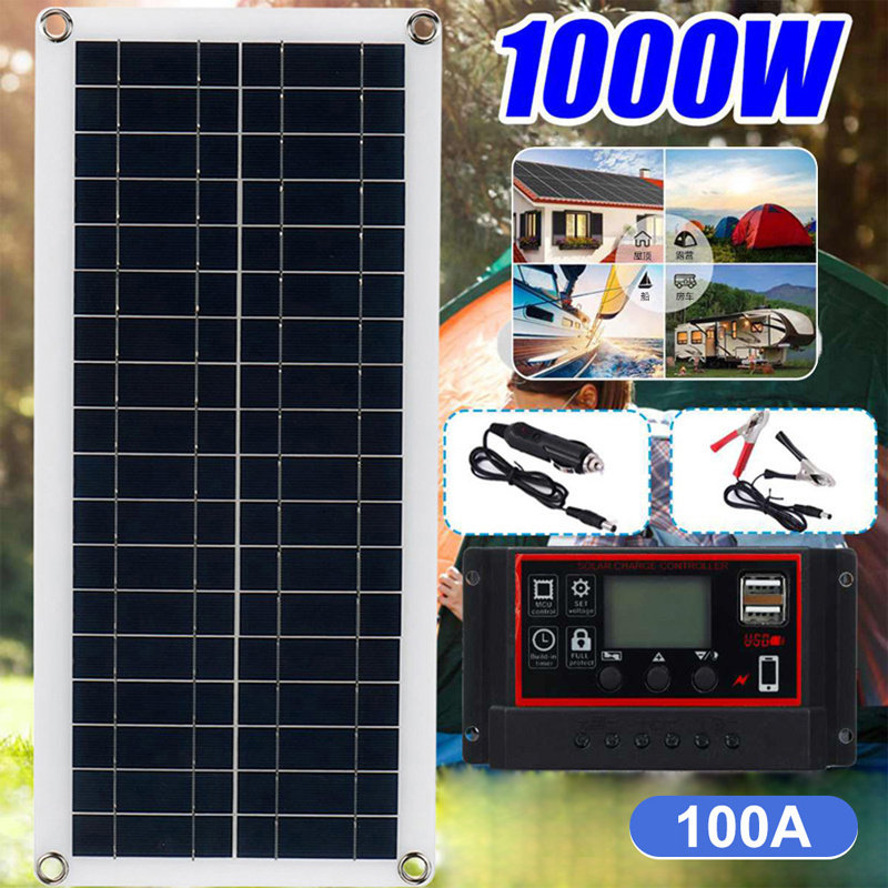 1000W多晶硅太阳能发电板12V手机房车汽车充电器户外电池供电露营