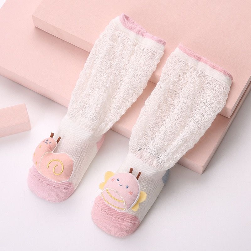 Baby Long Socks, Summer Thin Style with Bells, Soft-Soled Anti-Mosquito Socks for Boys and Girls, Newborn Pure Cotton Shoes and Socks