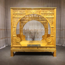 Imitation Ancient Solid Wood Moon Cave Shelf Bed ancient palace bed Ming and Qing Classic one thousand artificial grass pedalling bed in Chinese style