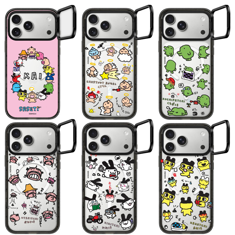 Co-Branded Tamagotchi Lens Holder Apple 17Promax Phone Case Suitable for Iphone16Pro1514Pro Cute Cartoon 13/12 Magnetic Anti-Drop Protective Case