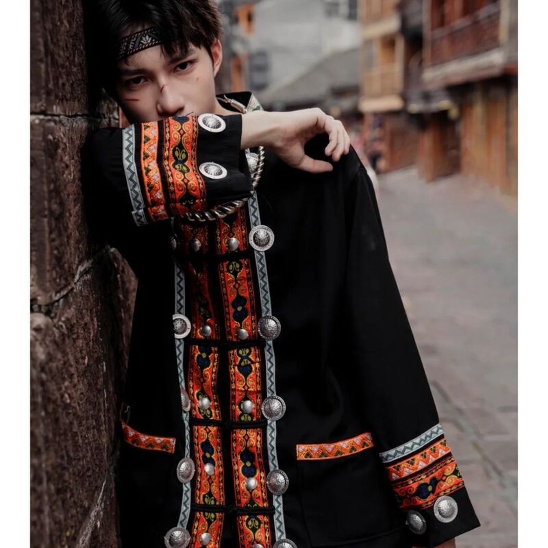 New Ethnic Clothing Performance Costumes Travel Photography Ethnic Minority Miao Yi Ethnic Group Photography Men's Clothing March 3Rd Zhuang Ethnic Festival