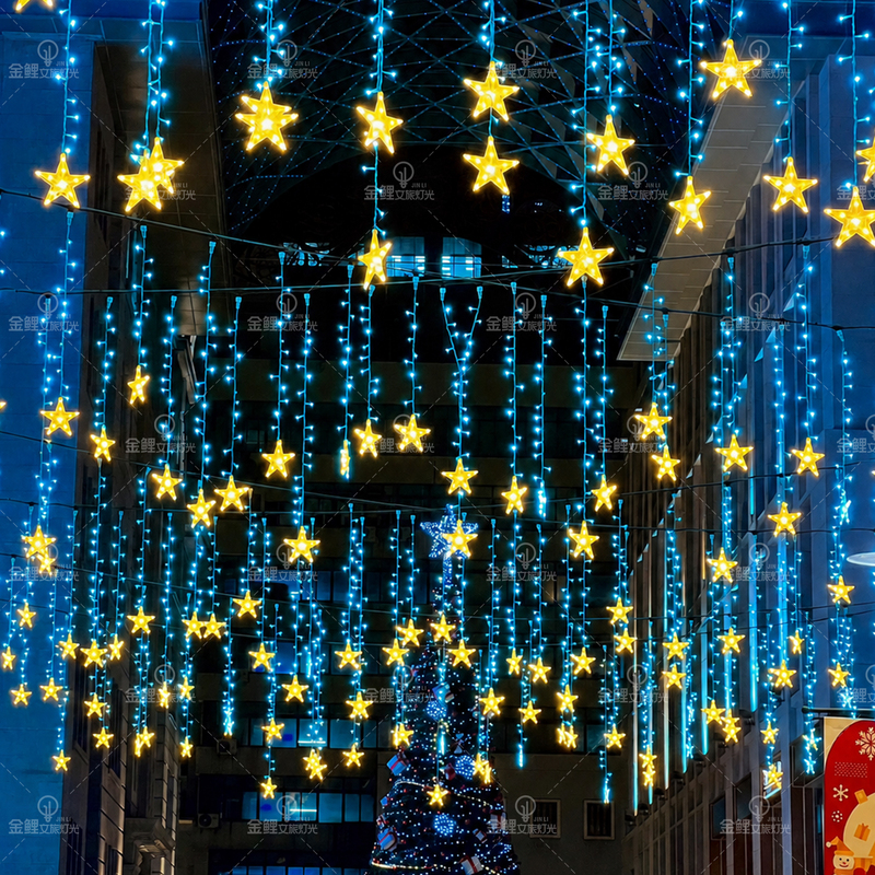 Outdoor Waterproof Star String Lights, Starry Sky Ice Strip Lights, Canopy Atmosphere Decorative Lights, Walking Street Shopping Mall Cross-Street Lights Outdoor Waterproof Star String Lights, Starry Sky Ice Strip Lights, Canopy Atmosphere Decorative Lights, Walking Street Shopping Mall Cross-Street Lights