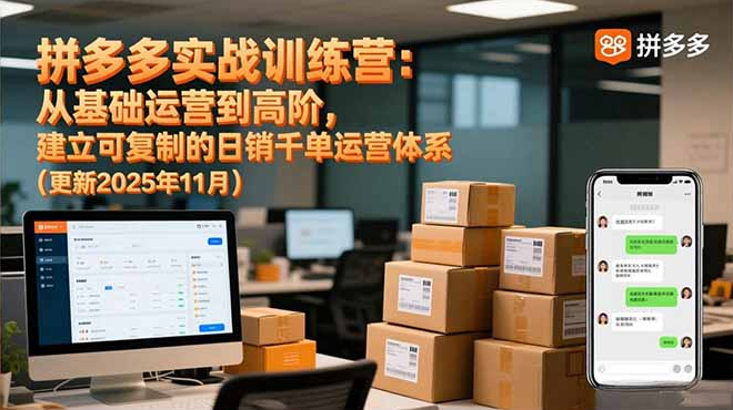拼多多实战课程：从基础运营到高阶，建立可复制的日销千单运营体系（更新至2025年11月）