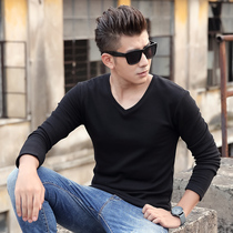 Ka Shing Bird Plus Suede Beating Undershirt Autumn Winter V Collar Mens Clothing Inner Hitch Men Long Sleeve T-Shirt Thickened Warm Pure Color