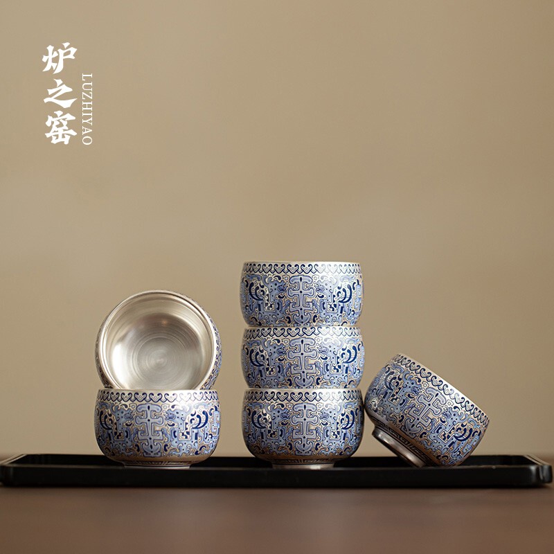 周鴻傑大師999純銀鎏銀茶杯四聖獸主人杯高檔茶具個人專用品茗杯