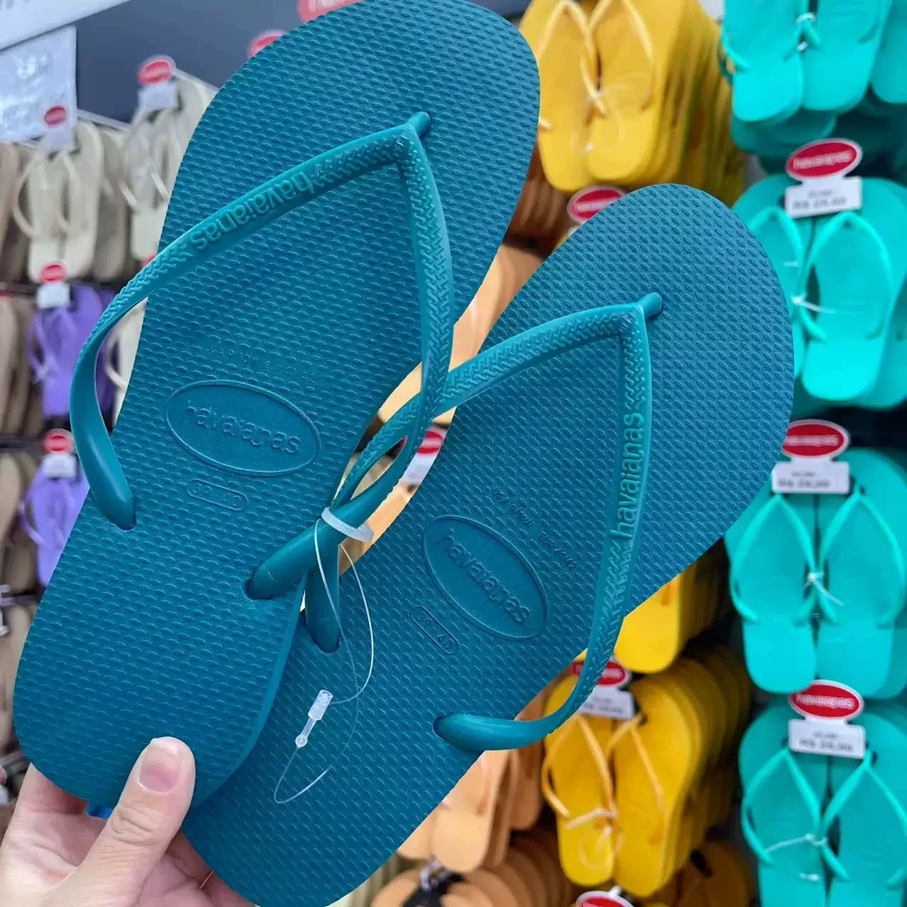 Бразилия Havaianas Havana Человеческое тело Шлепки Лето ТОП Классика Чистый однотонный синий парень нескользящий