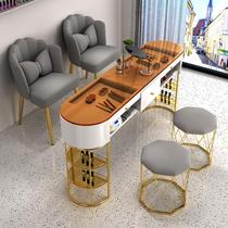 Internet celebrity light luxury ins style manicure table and chair set economical single and double glass manicure table special price manicure shop